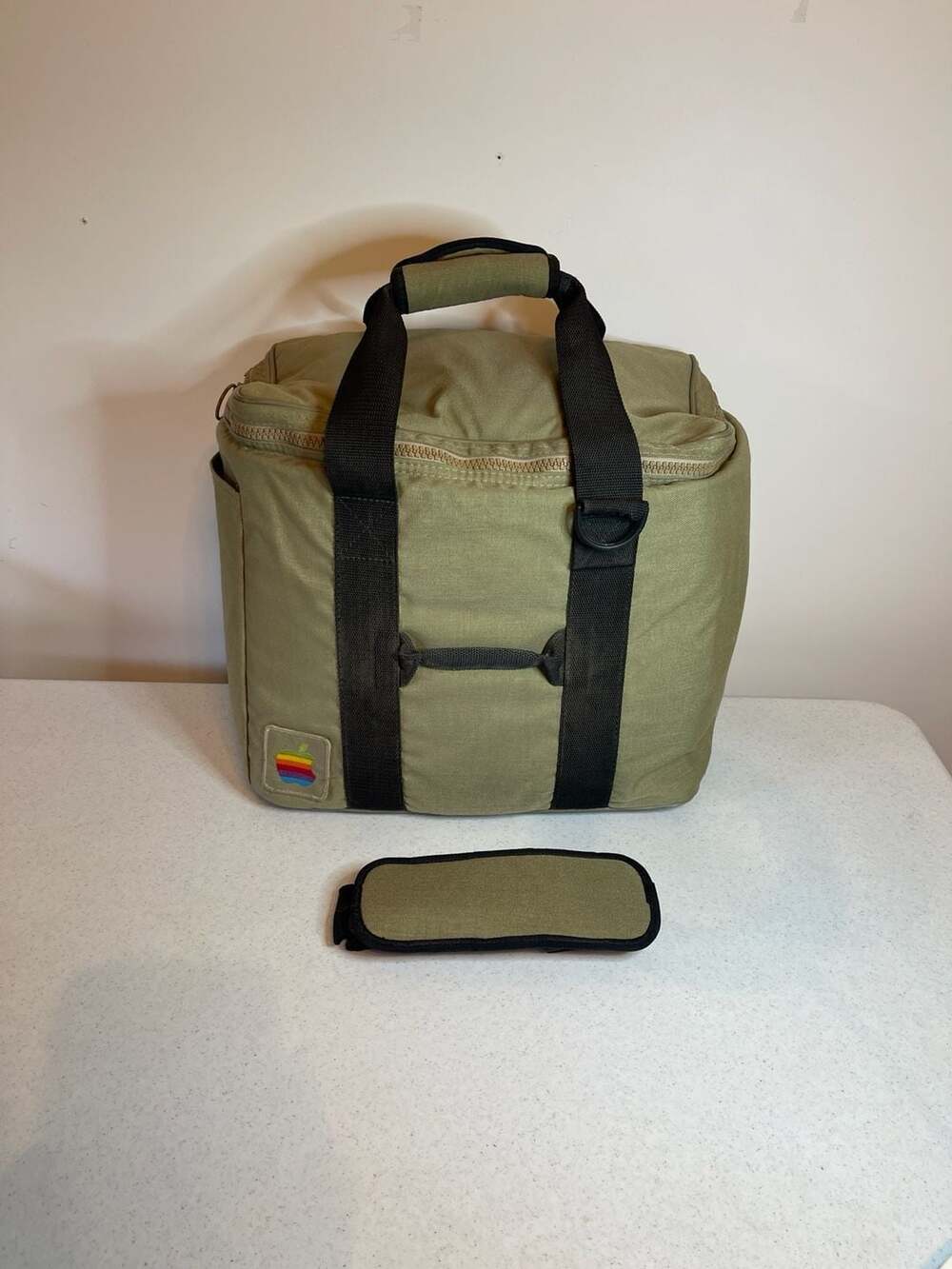 Vintage 1984 Apple Macintosh Carrying Case Tan Canvas Rainbow Logo